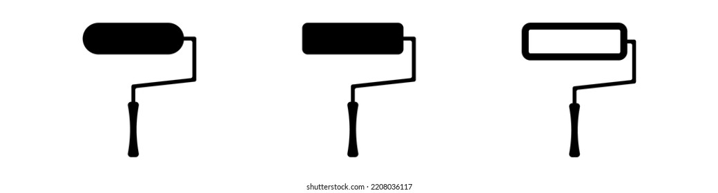 Paint roller icon symbol on white background. Paintbrush roller black color.