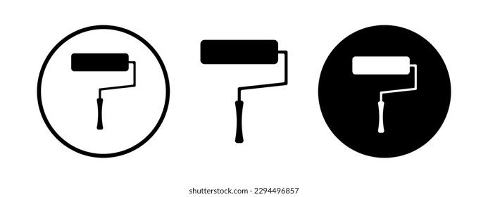 Paint roller icon symbol. Paintbrush roller black color. Paint brush sign.