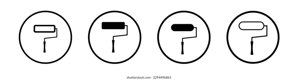 Paint roller icon symbol. Paintbrush roller black color. Paint brush sign.