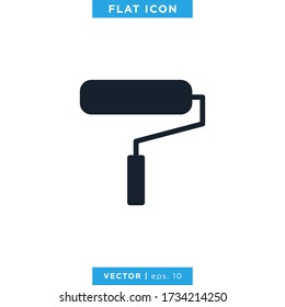 Plantilla de diseño de vectores de iconos de rollo de pintura