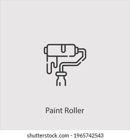 paint roller icon vector icon.Editable stroke.linear style sign for use web design and mobile apps,logo.Symbol illustration.Pixel vector graphics - Vector