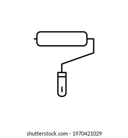 paint roller icon vector illustration. line style simple icon design. isolated on white background