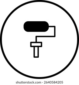 Paint Roller Icon Vector Illustration, Simple Design Style On White Background