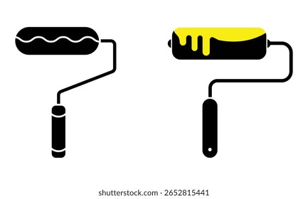 Ilustración vectorial de icono de rodillo de pintura. Diseño de icono de rodillo de pintura aislado sobre fondo blanco. Icono del cepillo del rodillo, herramientas simples de la pintura. Ilustración vectorial de icono de cepillo de rodillo.