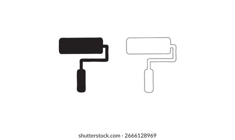 Paint Roller Icon Vektorgrafik im Volumen und Outline-Stil Geeignet für Malerei, Renovierung, Wandgestaltung, 