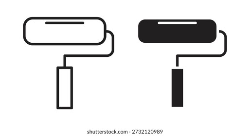 Icono de rodillo de pintura. Ilustración vectorial, plano y carrera