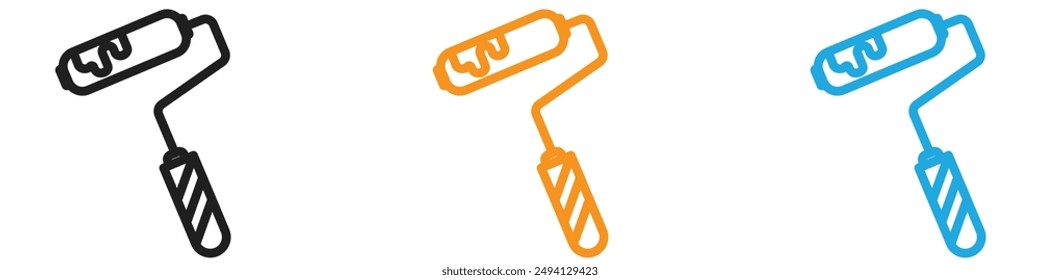 paint roller icon vector logo set collection for web app ui