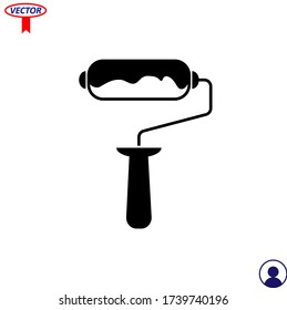paint roller icon vector, sign