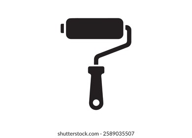 paint roller icon vector silhouette isolated in white background