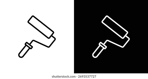 Vetor de ícone de rolo de pintura, Símbolo, ilustrações de logotipo