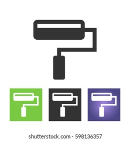 Paint roller icon. Wall repair tool and painting symbol. Rectangular flat buttons with icon.