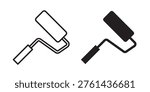 Paint roller icon for web, design. Linear illustrations, editable strokes