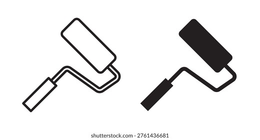 Paint roller icon for web, design. Linear illustrations, editable strokes