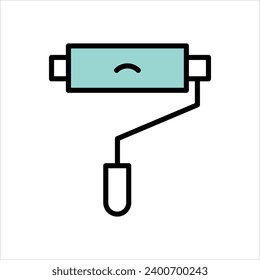  Paint Roller icon with white background vector
