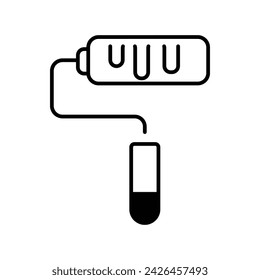 paint roller icon with white background vector stock illustration