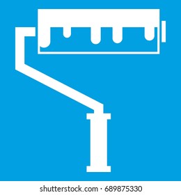 Paint roller with paint icon white isolated on blue background vector illustration