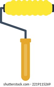 Icono de rodillo de pintura. Símbolo de herramienta de construcción amarillo