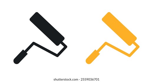 Paint roller icons in black and colored version