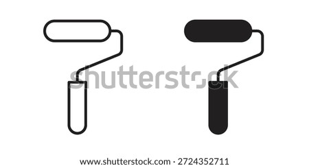 Paint roller icons of black colored in various styles