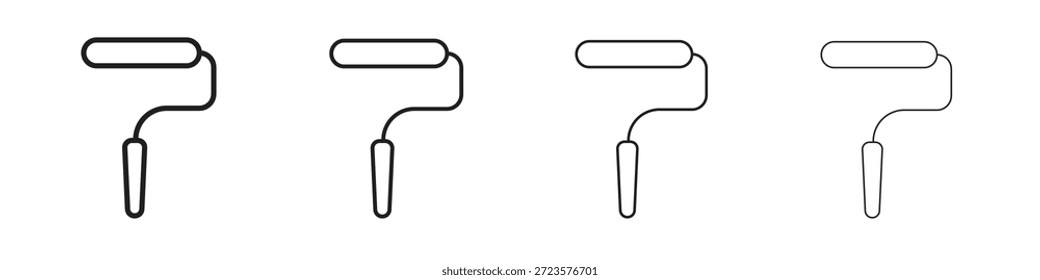 Iconos de rodillo de pintura diseñados en estilo de contorno, línea y trazo