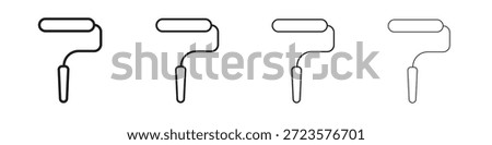 Paint roller icons designed in outline, line and stroke style