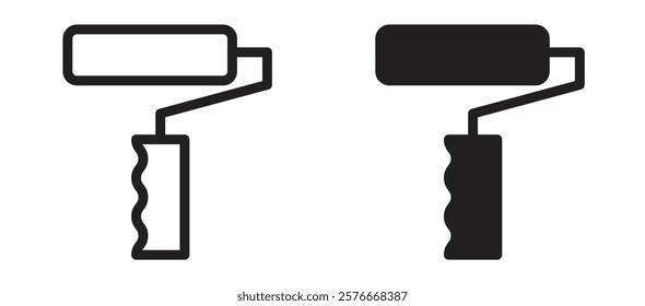 Paint roller icons in outline and stroke versions