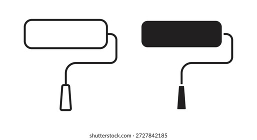 Iconos de rodillo de pintura. Iconos de contorno Vector colección. ilustraciones planas