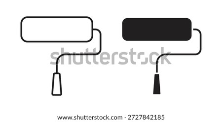 Paint roller icons. Outline icons vector collection. flat illustrations