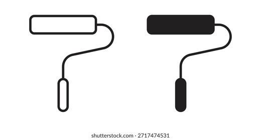 Malwalzensymbole. Pixel perfekt. Vektorkontursymbol. Flaches Logo-Konzept.