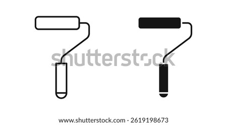 Paint roller icons set in black colors on white background