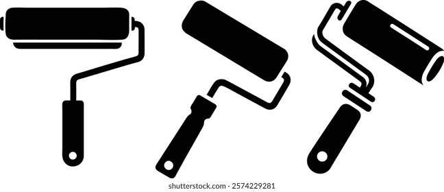 Paint Roller Icons set, Vector Roller Brush Icon Design Element for Web Page,