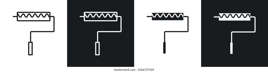 Paint roller icons in Thin line black color. flat simple vector symbols illustration.