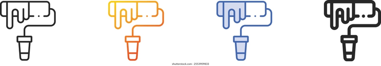 paint roller icon.Thin Linear, Gradient, Blue Stroke and bold Style Design Isolated On White Background