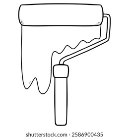 paint roller illustration hand drawn outline vector