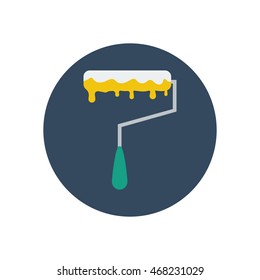 Paint roller illustration on the blue background. Vector illustration