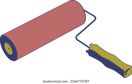 Paint roller illustration - simple hand tool for painting walls and surfaces in DIY projects