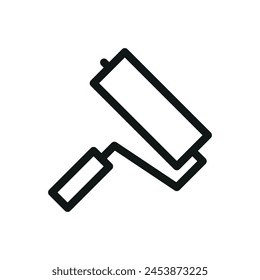 Paint roller isolated icon set, roller paint brush vector symbol with editable stroke