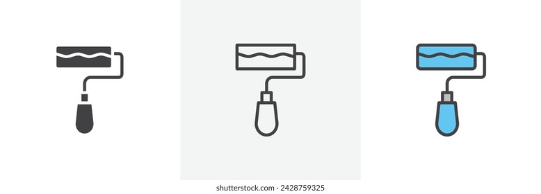 Paint Roller Isolated Line Icon Style Design. Simple Vector illustration