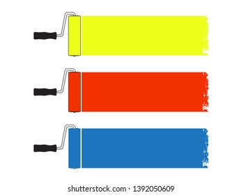 paint roller isolated on the white background, and painting working