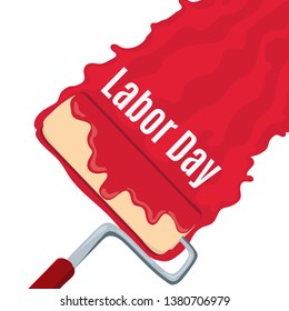 Paint roller like happy labor day. concept of international holiday in mayday like labourday.
