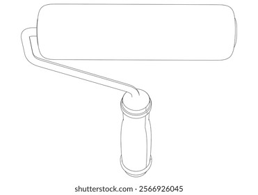 Paint Roller Line Art Vector Illustration on White Background. Detailed Design for Painting, Home Improvement, and Professional Use