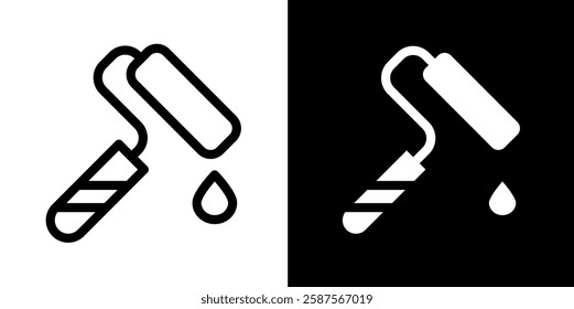 paint roller line and glyph icon, outline and glyph vector sign, linear and glyph style pictogram isolated on white and black. labour symbol, logo, icon, illustration