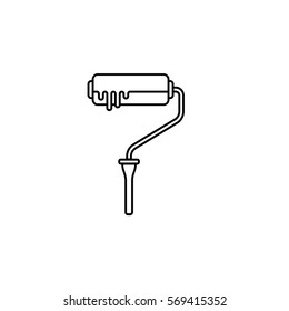 Paint Roller line icon, build & repair elements, construction tool, a linear pattern on a white background, eps 10.