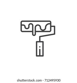 Paint roller line icon, outline vector sign, linear style pictogram isolated on white. Symbol, logo illustration. Editable stroke
