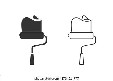 Pintar conjunto de iconos de línea de rodillos. Ilustración del vector