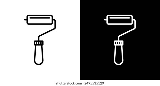 Paint roller line icon vector illustration set.