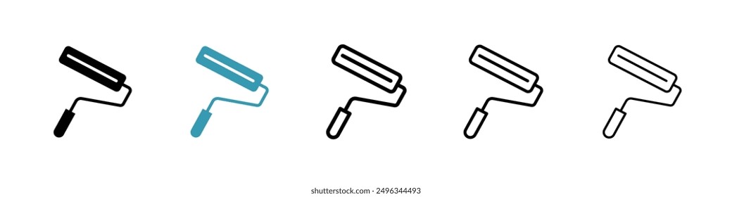 Paint roller line icon vector set.