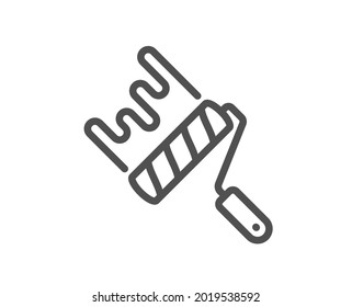 Paint roller line icon. Wall roll brush sign. Painter tool symbol. Quality design element. Linear style paint roller icon. Editable stroke. Vector