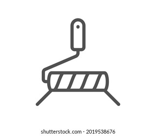 Paint roller line icon. Wall roll brush sign. Painter tool symbol. Quality design element. Linear style paint roller icon. Editable stroke. Vector