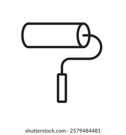 Paint roller line icons. Perfect pixel on transparent background
